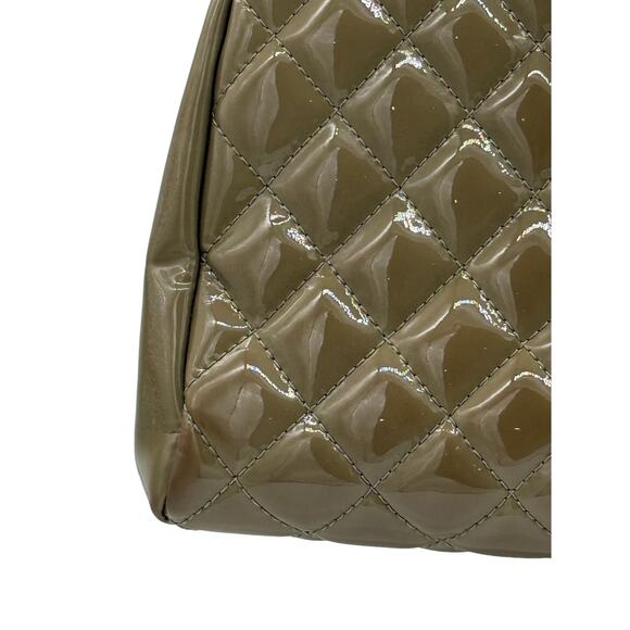 Chanel Olive Green Quilted‎ Patent Leather Large Just Mademoiselle Bowling Bag - Picture 2 of 16